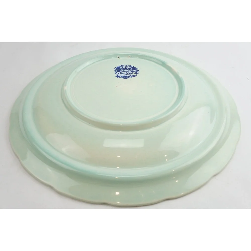 VGC Boch Freres Delfts Charger Plate Blue White Horse Carriage Scalloped Rim 16